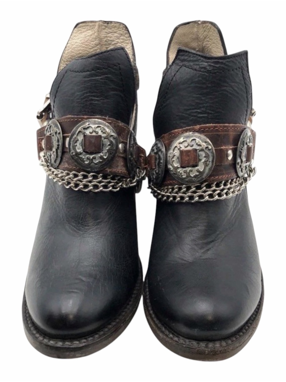 Freebird by Steven Mystic Black Brown Leather Harness Ankle Boots Women’s Size 6 - Picture 3 of 7